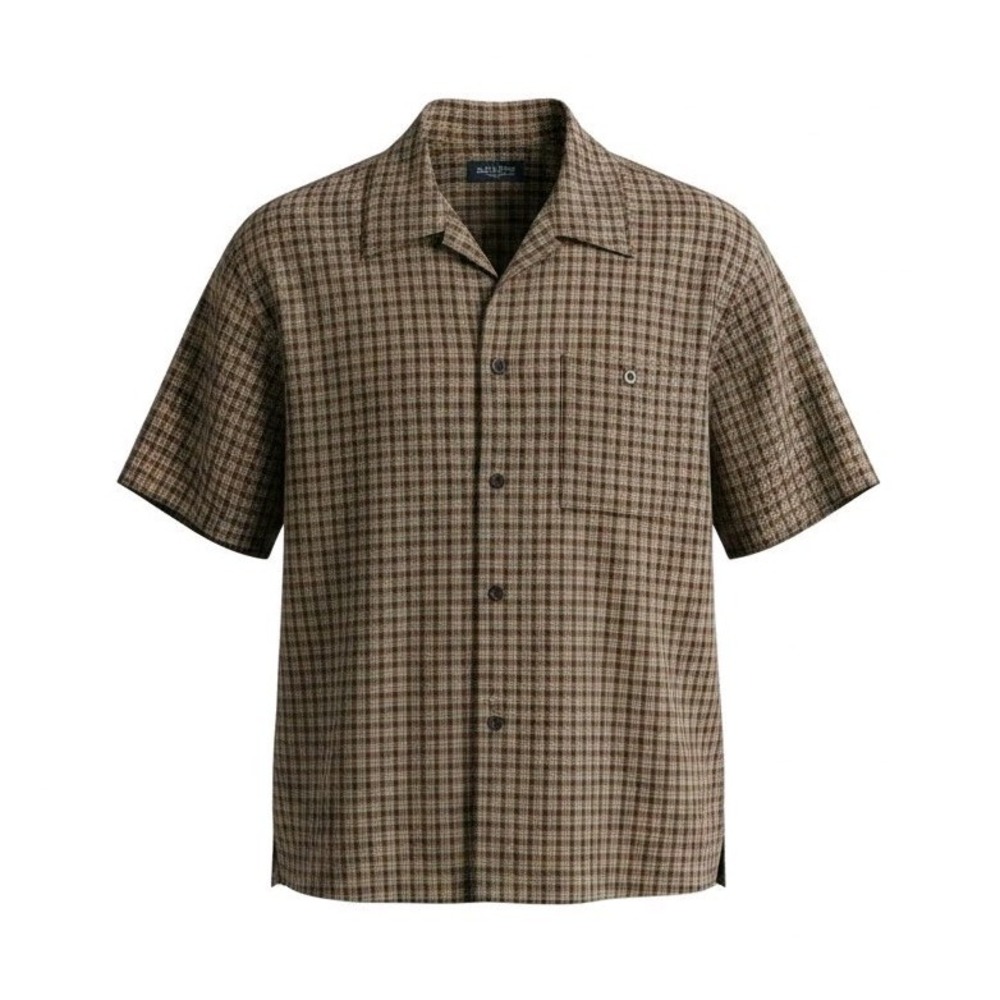 Vintage 90s Dr Martens DMS Mens XL Plaid Button Up Shirt Brown Tan Goth Grunge